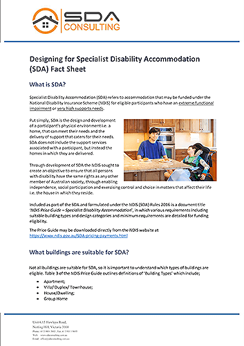 Designing for Specialist Disability Accommodation (SDA) Fact Sheet
