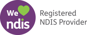 We heart NDIS Registered provider logo